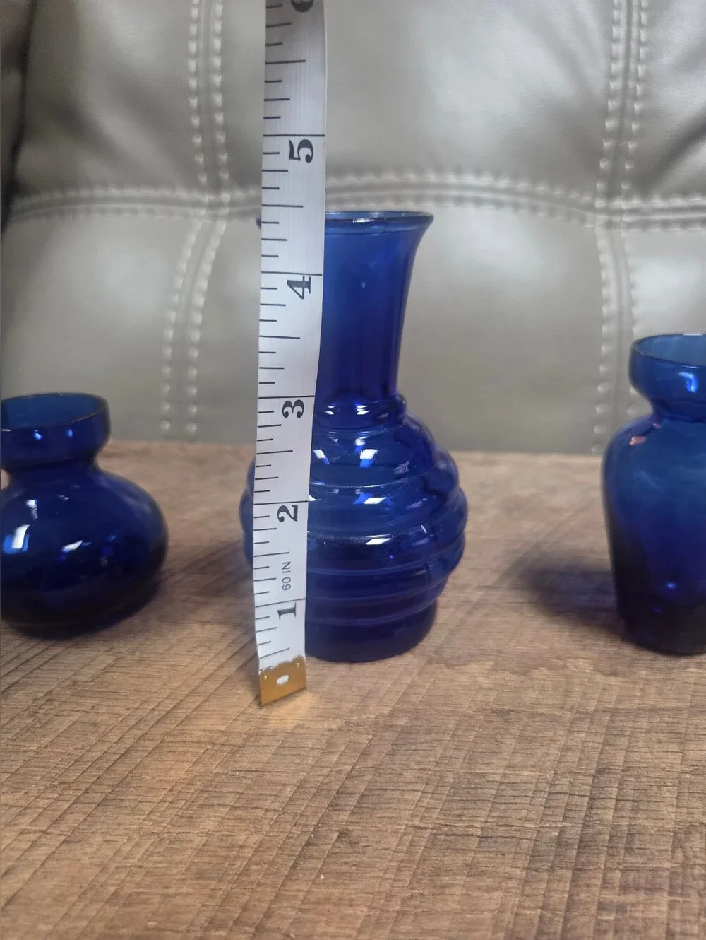 Vintage Cobalt Blue Glass Bud Vase Lot of 3 ~ Bin 1B
